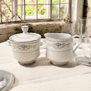Diane Fine Porcelain China, beautiful sugar and creamer set.